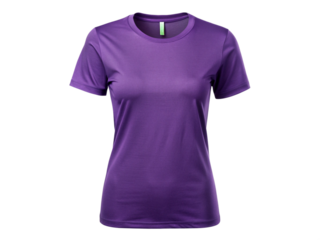 Purple Color short sleeve women t-shirts front view on transparent background.