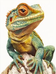 Obraz premium A Detailed Illustration of a Green Lizard