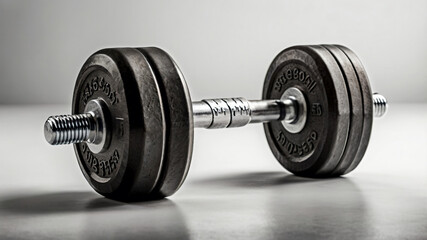 Naklejka premium Fitness club banner concept with metal dumbbell