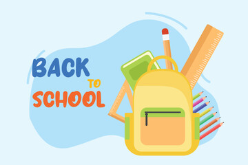 Back to school concept. Colored flat vector illustration isolated.