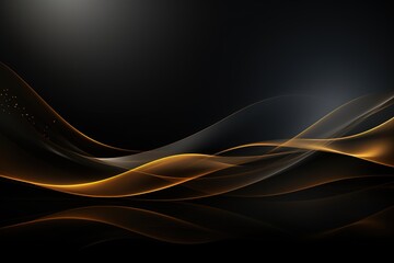 Naklejka premium Abstract black and gold wavy background.