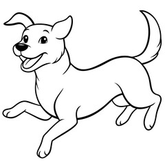 dog cartoon, dog running,A joyful jumping smiling dog, vector illustration, isolated or white background 