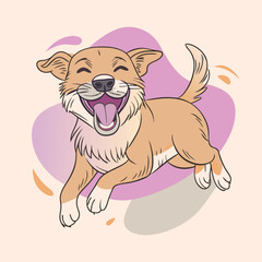 Fototapeta premium dog running,A joyful jumping smiling dog, vector illustration, isolated or white background