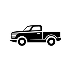 Pickup truck logo design silhouette vector illustration on a white background