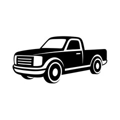 Pickup truck logo design silhouette vector illustration on a white background