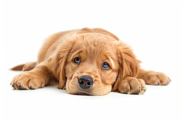 golden retriever puppy white background