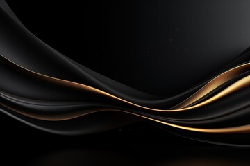 Abstract black and gold wavy background with a luxurious, elegant feel.