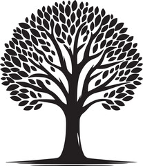 Tree silhouette isolated on white background. Vector illustration