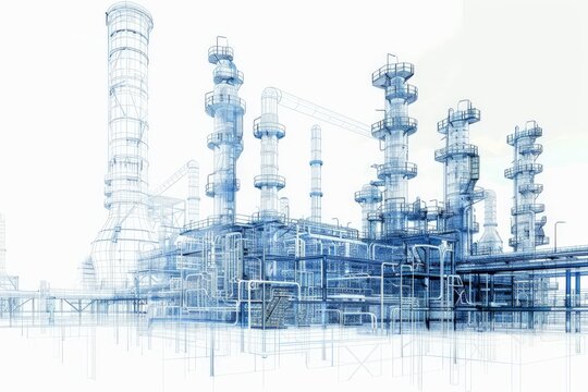 refinery blueprint isolated white