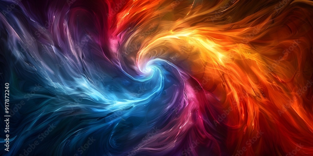 Poster Mesmerizing Spiral of Vibrant Energy Waves Converging into a Dynamic Vortex Creating a Captivating Sense of Depth and Motion