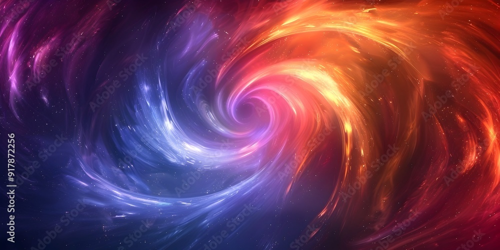 Poster bright and colorful cosmic vortex swirling into dynamic abstract background for futuristic digital p