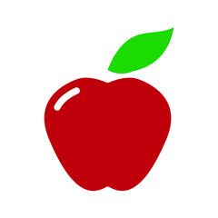 Apple sign illustration. Red icon on white background. Flat style.