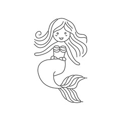 Mermaids exploring a magical underwater garden coloring book page for kids