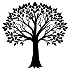 Obraz premium Tree Silhouette, Black and White, Vector Illustration, Nature Art, Environmental Design