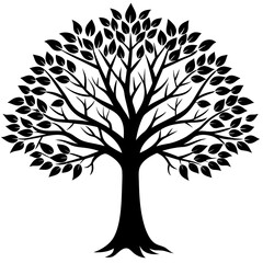 Fototapeta premium Tree Silhouette, Black and White, Vector Illustration, Nature Art, Environmental Design