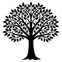 Obraz premium Tree Silhouette, Black and White, Vector Illustration, Nature Art, Environmental Design