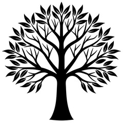 Obraz premium Tree Silhouette, Black and White, Vector Illustration, Nature Art, Environmental Design