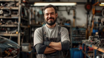 Obraz premium The smiling car mechanic