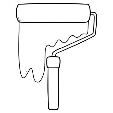 recommend clip art: paint roller illustration hand drawn outline vector