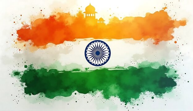 Indian tricolor flag, national pride, saffron white green, Ashoka Chakra, waving in the wind, 15th August, Republic Day, patriotic spirit