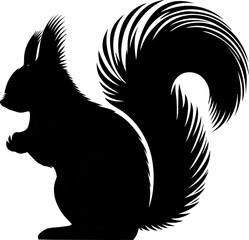 squirrel silhouette design isolated on white background. Squirrel vector silhouette on white background. Vector illustration.