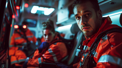 Obraz premium A team of paramedics rushing to the emergency room to treat the injured.