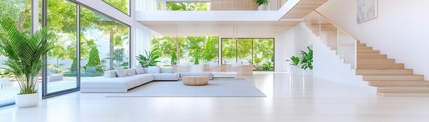 Modern minimalist living room with sleek furniture, open space, and neutral color palette, Modern minimalist, Interior design