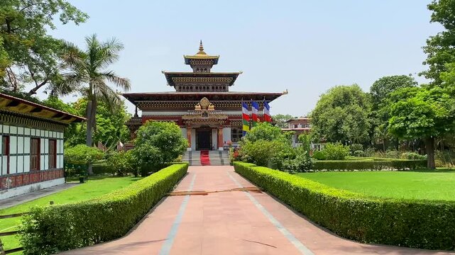 Royal bhutan monastery bhutanese temple near mahabodhi temple in bodh gaya, bihar state of India