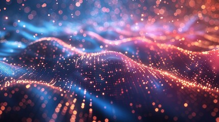Fototapeta premium Abstract Digital Landscape with Glowing Particles