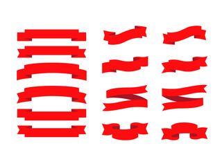 赤いシンプルなリボンフレームセットのベクターイラスト