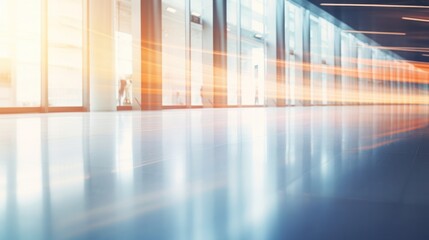Fototapeta premium Abstract background of a blurred office hall interior with soft focus