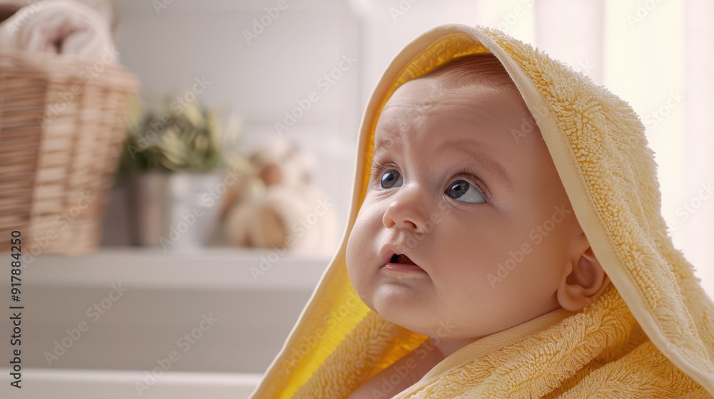 Canvas Prints the baby in yellow towel