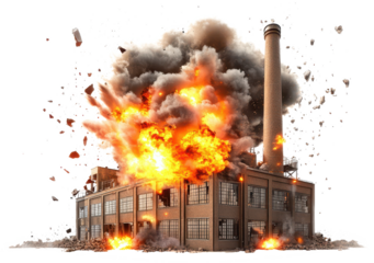 building explosion isolated on transparent background