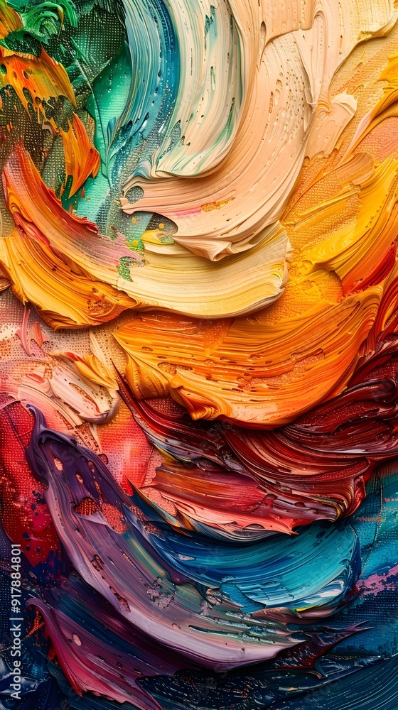 Poster mesmerizing swirls of abstract painted textures and colors in fluid motion
