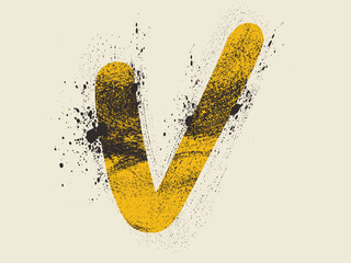 Hand drawing A B C alphabet, grunge letter V alphabet symbol design, letter V logo new vector, vector icon of letter V with ink stroke, V - Black handwritten letters.eps