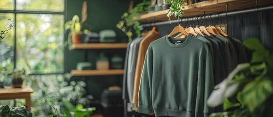 Sustainable clothing store with ecofriendly products, symbolizing green retail