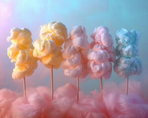 The delightful image of cotton candy in a variety of soft pastel colors