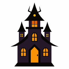 Halloween house Vector art illustration with white background