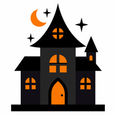 Halloween house Vector art illustration with white background