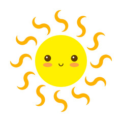 Cartoon cute sun with smiling face svg cut file. Isolated vector illustration.