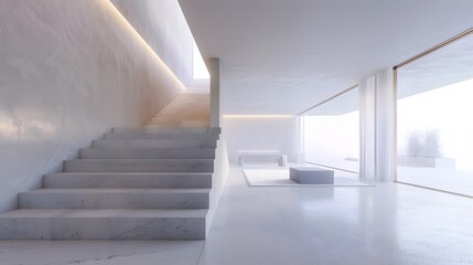 Fototapeta premium Long empty corridor in an office building with doors, light, and walls?