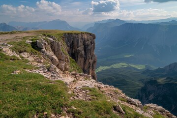 Fototapeta premium Blick auf die Seiser Alm - Dolomiten - Alpen. Beautiful simple AI generated image in 4K, unique.