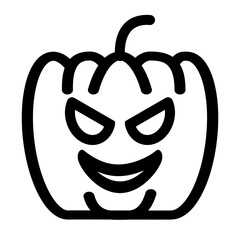 Halloween pumpkin with scary face - flat halloween icon symbol