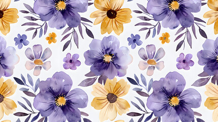 Obraz premium Sweet flowers watercolor seamless pattern for beauty products or others.