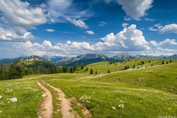 Fototapeta premium Seiser Alm in Südtirol - Italien. Beautiful simple AI generated image in 4K, unique.
