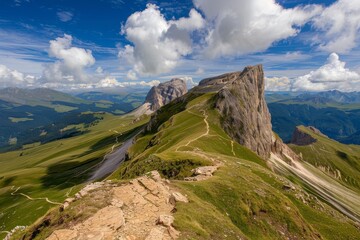 Naklejka premium Bergmassiv Geissler-Puéz. Beautiful simple AI generated image in 4K, unique.
