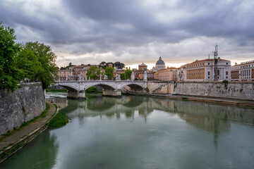 Vatican City view from Sant'Angelo Bridge in Italy