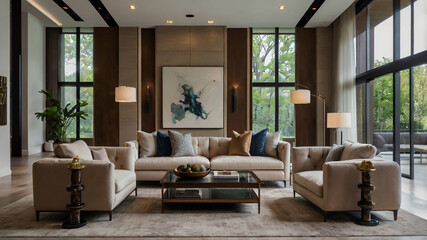 Fototapeta premium living room with wooden furniture