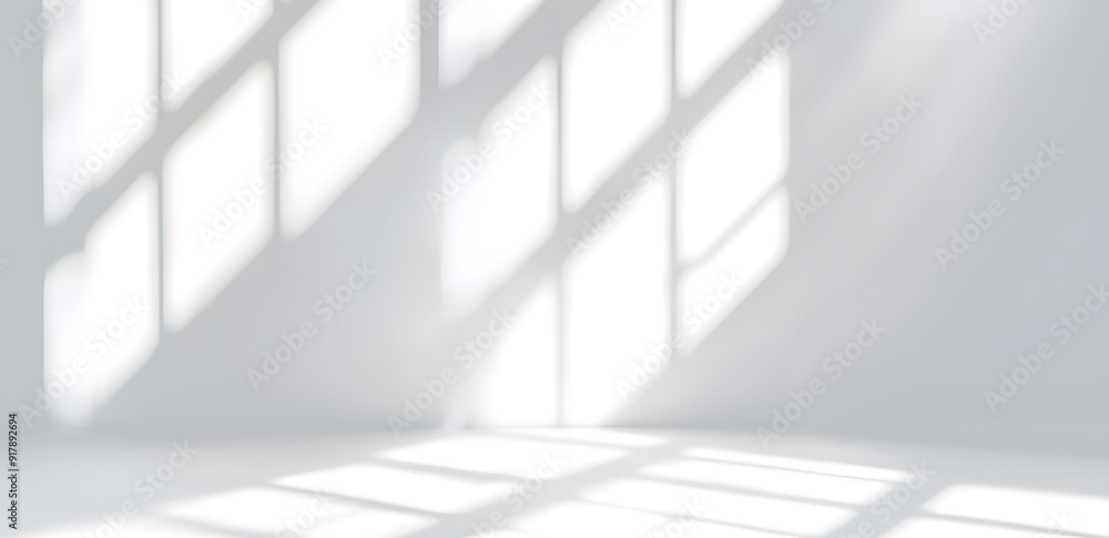 Wall mural shadow overlay effect isolated on transparent background, png. light and shadows from window. mockup