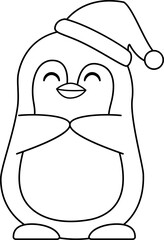 Cute Christmas penguin outline.
Cute Christmas penguin coloring page isolated.